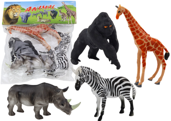 Mamido Sada afrických zvieracích figúrok 4 kusy žirafa gorila
