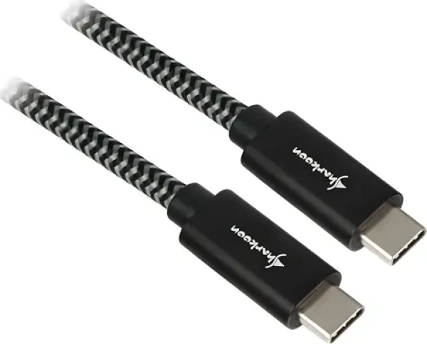 Sharkoon USB-C 3.2 Gen 2 čierna, šedá / USB kábel USB-C - USB-C / Opletený / Hliníkové konektory / 0,5 m (4044951027057)