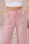 Viskózové nohavice so širokými nohavicami tmavo púdrovo ružovej farby UNI