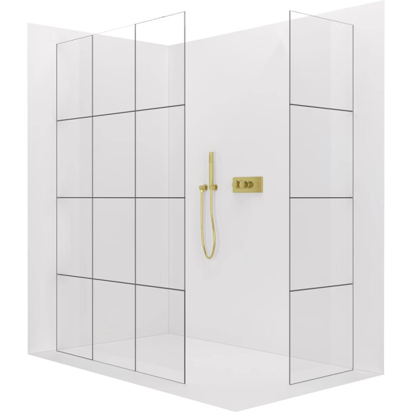 CERANO - Sprchová zástena Walk-in Crystal TL/P - 8 mm - bezvzperový systém - zlatá, industriálne sklo - 140x120x200 CER-8050BD5871
