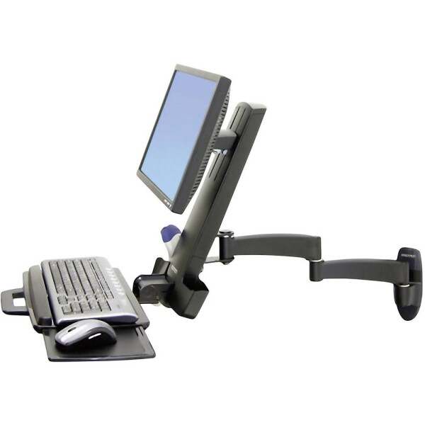 Ergotron Combo Arm Serie 200 1-násobný držiak na stenu pre monitor 25,4 cm (10) - 61,0 cm (24) odkladacie miesto na klávesnici, sklápajúci, nakláňací, otočný; 45-230-200