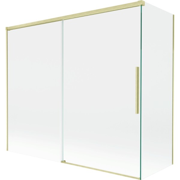 MEXEN/S - Rox vaňová zástena 2-krídlová posuvná 180 + 90 x 150, transparent, zlatá kartáčovaná 8C9-180-090-55-00