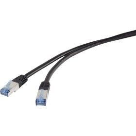 Renkforce RF-4673690 RJ45 sieťové káble, prepojovacie káble CAT 6A S/FTP 5.00 m čierna odolný proti UV žiareniu 1 ks; RF-4673690