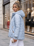 Dámska prešívaná prechodová bunda s kapucňou, svetlo modrá, FashionStreet TY5784 S