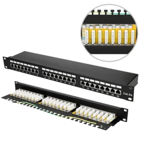 Extralink CAT5E STP V2 čierny / Patch panel / 24 portov / 1U / RJ45 (EX.9823)