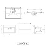 CERANO - Kúpeľňová skrinka Velora - biela matná, úchytka zlatá + umývadlo z lit. mramoru s otvorom Vita - biela lesklá - 70x63x46,5 CER-8050BD83875