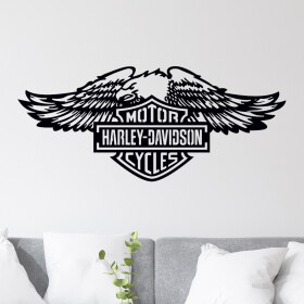 Veselá Stena Samolepka Harley Davidson orol Farba: černá, Veľkosť: 100 x 43 cm