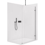 CERANO - Sprchová zástena Walk-in Orbis Top Round Ľ/P - 8 mm - okrúhla vzpera - čierna matná, transparentné sklo - 120x200 CER-682153