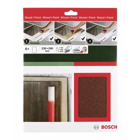 Bosch Accessories Universal Remove Prepare Finish 2609256C39 sada ručného brúsneho papiera Zrnitosť 60, 120, 240 (d x š) 230 mm x 280 mm 1 sada; 2609256C39