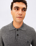 Armedangels Mouliné Knit Long-Sleeved Polo 105 black-1609 oatmilk XL