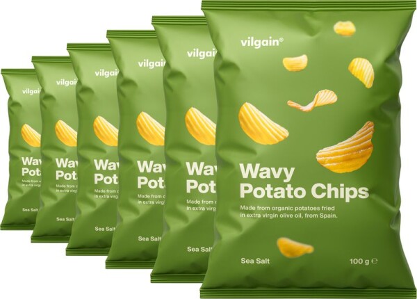 Vilgain Vrúbkované chipsy BIO – 6× morská soľ 100 g