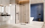 BESCO - Walk-in sprchovací kút VAYO BLACK - Farba rámu zásteny - Hliník čierny, Rozmer A - 120, Rozmer C - 200, Smer zatváranie - Univerzálny Ľavé / Pravé, Výplň - Číre bezpečnostné sklo - 8 mm BCVAYO120BC