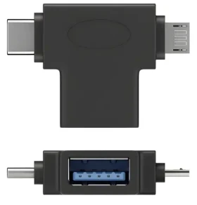 PremiumCord Adaptér USB-A - USB-C + micro USB-B čierny / Adaptér / USB 3.1 / 5 Gbps (kur31-12)