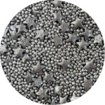 Cukrové ozdoby metalické Strieborné hviezdy mix 80g - I LOVE CAKES - I LOVE CAKES