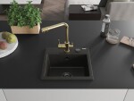 MEXEN/S MEXEN/S - Milo granitový drez vrátane batérie Duero, čierna/zlatá metalik 6505-75-671600-50-B