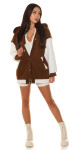 Trendy Oversized College Jacket brown Einheitsgroesse