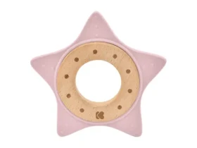 KikkaBoo Hryzátko silikón a drevo Star Pink / od 0 mesiacov (31303020058KB)