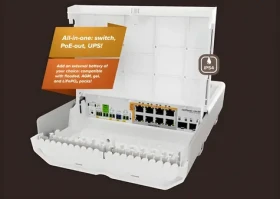 Mikrotik CSS610-8P-2S+OUT / Switch / 8x GbE RJ-45 / 2x 10G SFP+ / PoE-Out 120W / vstavaná UPS / bez zdroja (CSS610-8P-2S+OUT)