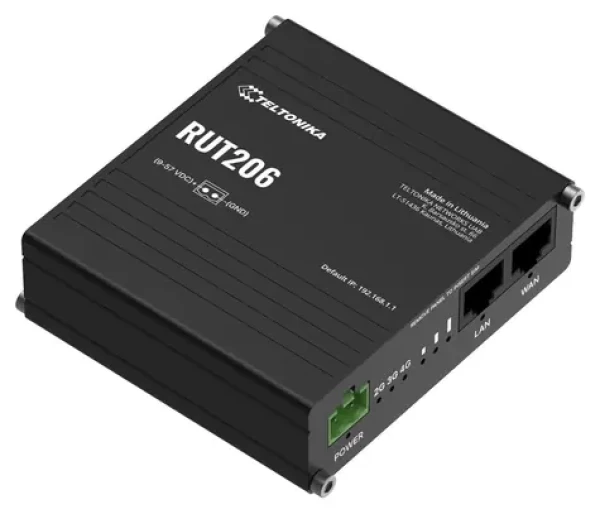 Teltonika RUT206 / Priemyselný router / LTE Cat.4 / 2x LAN / Wi-Fi 2,4 GHz / SIM (RUT206010000)