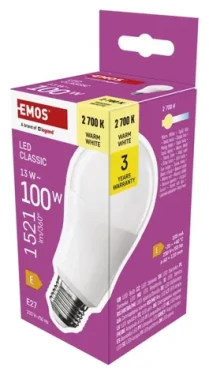 Emos LED žiarovka Classic A60 13W / 100W E27 / teplá biela / 1521 lm (1525733281)