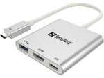 Sandberg Mini USB-C HUB / HDMI + USB / strieborný (136-00)