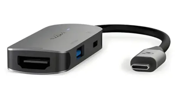 Nedis USB-C Multiport adaptér sivý / 3-in-1 / USB-A / USB-C / HDMI / USB 3.2 Gen 1 / 5 Gbps / 0,10 m (CCGB64230GY01)