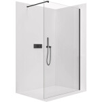 CERANO - Sprchová zástena Walk-in Onyx Cube Ľ/P - 10 mm - hranatá vzpera - čierna matná, transparentné sklo - 120x200 CER-8050BD8390
