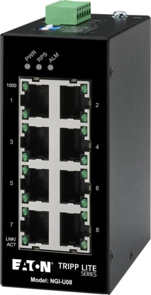 Eaton EATON TRIPPLITE 8-Port Unmanaged Industrial Gigabit Ethernet Switch - 10/100/1000mbps DIN Mount