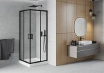 MEXEN/S - Rio štvorcový sprchovací kút 80 x 80, transparent, čierny + vanička so sifónom Rio, biela 860-080-080-70-00-4510