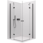 CERANO - Sprchovací kút Marino Duo Ľ/P - 6 mm - čierna matná, transparentné sklo - 90x90x190 - pántový CER-422925