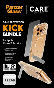 PanzerGlass Bundle 3v1 Kick / Ochranná sada pre iPhone 17 Pro Max / temperované sklo + kryt + ochrana kamery