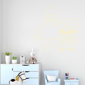 Veselá Stena Samolepka SpongeBob a Patrick Farba: béžová, Veľkosť: 100 x 102 cm