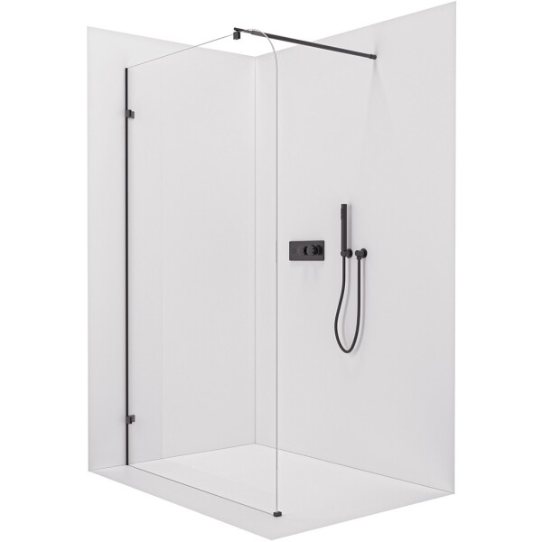 CERANO - Sprchová zástena Walk-in Orbis Round Ľ/P - 8 mm - okrúhla vzpera - čierna matná, transparentné sklo - 160x200 CER-978730