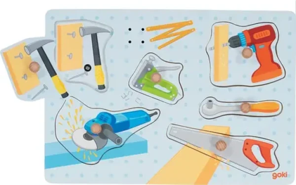GOKI Drevená vkladačka so zvukmi Náradie