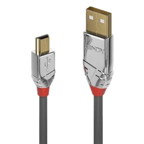 Lindy Cromo Line sivá / Kábel USB / USB A - Mini-USB B / 3 m / 480 Mbit/s (36633)