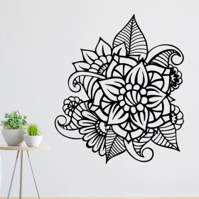 Veselá Stena Samolepka Kvetinový ornament Farba: černá, Veľkosť: 80 x 69 cm
