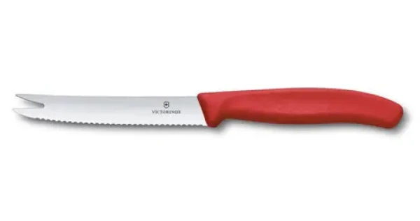 VICTORINOX Swiss Classic Nôž na syr a údeniny 11 cm červená / vlnkované ostrie (6.7861.C1)