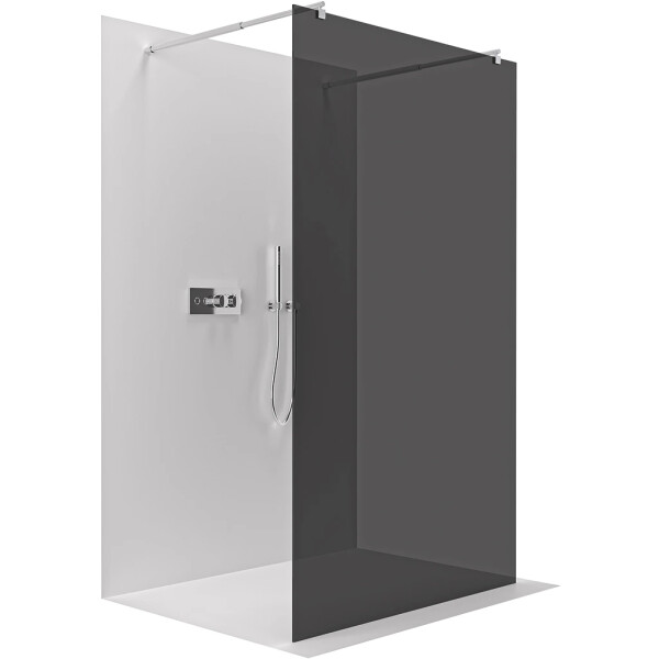 CERANO - Sprchová zástena Walk-in Onyx Duo Ľ/P - 8 mm - okrúhla vzpera - chróm, grafitové sklo- 60x200 CER-8050BD2091