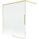 MEXEN/S - Rox vaňová zástena 2-krídlová posuvná 140 x 150, transparent, zlatá kartáčovaná 8C9-140-003-55-00