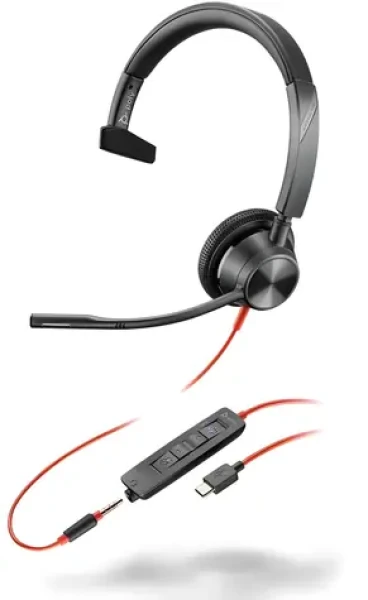 Poly Blackwire 3315 čierna (Blackwire 3315 USB-A Headset) / Náhlavná súprava / mikrofón / jedno slúchadlo / USB-A (Blackwire 3315 USB-A Headset)