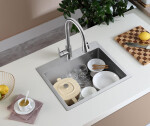 REA REA - Oceľový drez Leo 50 BRUSH NICKEL s kuchynskou batériou KPL-96003