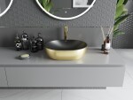 MEXEN - Viki umývadlo na dosku 48 x 35, čierna mat/zlatá 21054876