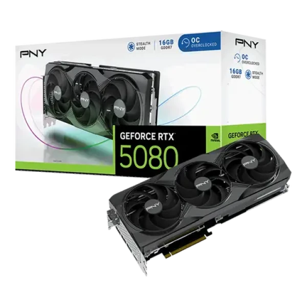 PNY RTX 5080 OC Triple Fan 16GB / 2730MHz / 16GB GDDR7 / 256-bit / 1x HDMI + 3x DP / 850W (16) (VCG508016TFXPB1-O)