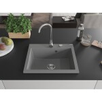 MEXEN MEXEN - Elix granitový drez 1-miska 600 x 500 mm, sivý, sifón chróm 6525601005-71