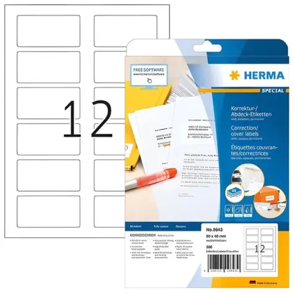 Herma etikety pre QR kódy 80x40 mm biela / Etikety / A4 / 300 ks (9643)