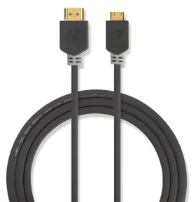 Nedis High Speed HDMI - HDMI Mini kábel 2 m antracit / Kábel HDMI / 4K 60Hz / 18 Gbps / Ethernet (CVBW34500AT20)