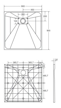 BESCO - Štvorcová sprchová vanička VEXO - biela - Farba - Biela, Nožičky k vani - Bez nožičiek, Rozmer A - 90, Rozmer B - 90 VANKVEX90CTVERW