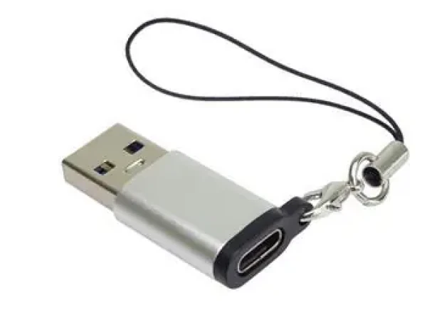 PremiumCord Adaptér USB 3.0 A(M) - USB-C(F) strieborná / Redukcia / s očkom na zavesenie (8592220023287)