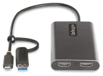 StarTech adaptér USB-C na 2x HDMI sivá / Adaptér / 4K UHD / 5.1 kanálov / Hliníkové telo (109B-USBC-HDMI)
