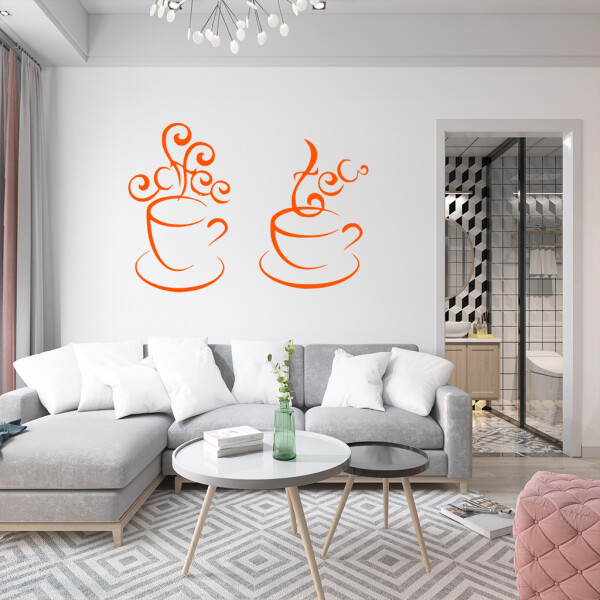 Veselá Stena Samolepka Horúci čaj Farba: oranžová, Veľkosť: 60 x 42 cm